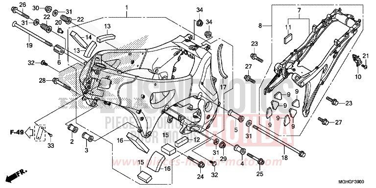 CARROSSERIE DE CHASSIS de VFR1200X "Crosstourer" DCT DEGITAL SILVER METALLIC (NHA30) 2016